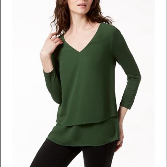 MICHAEL Michael Kors Blouse Women's XL Core Of Kors Relaxed Top Green - Picture 1 of 11